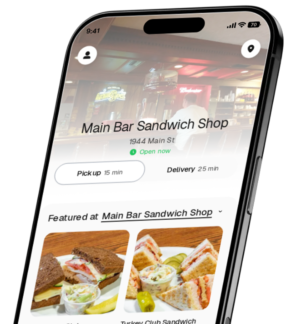 Main Bar Sandwich Shop app preview