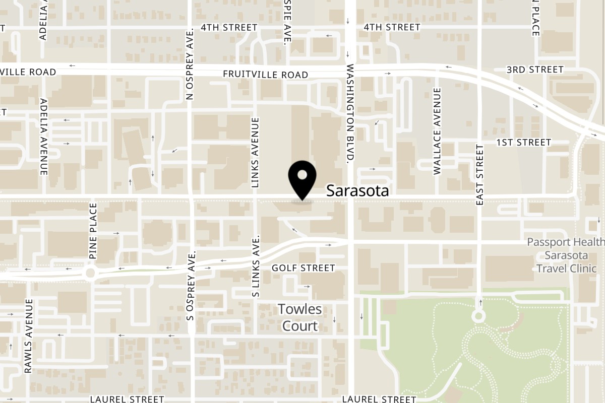 Map showing the location of Main Bar Sandwich Shop on 1944 Main St in Sarasota